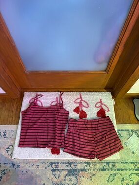 Striped Pink & Black Cami and Short Sleep Set